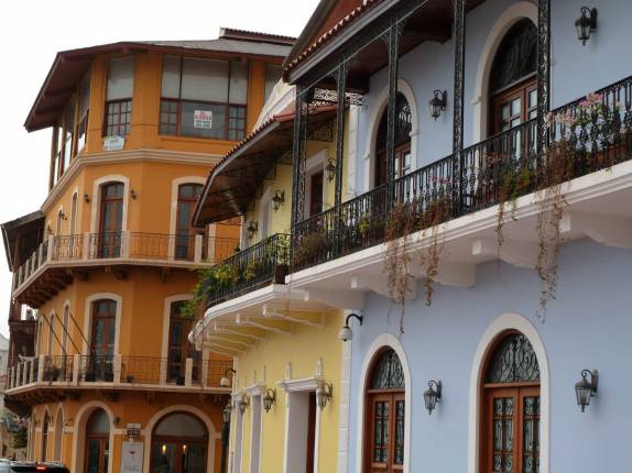 Casas no Casco Antiguo da Cidade do Panamá, a capital do país